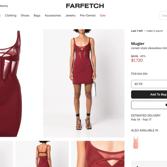 Mugler Bodice Mini Dress Red worn by Shakira FR34 / US 2 NEW WITH TAGS RRP$3118 - Picture 8 of 9